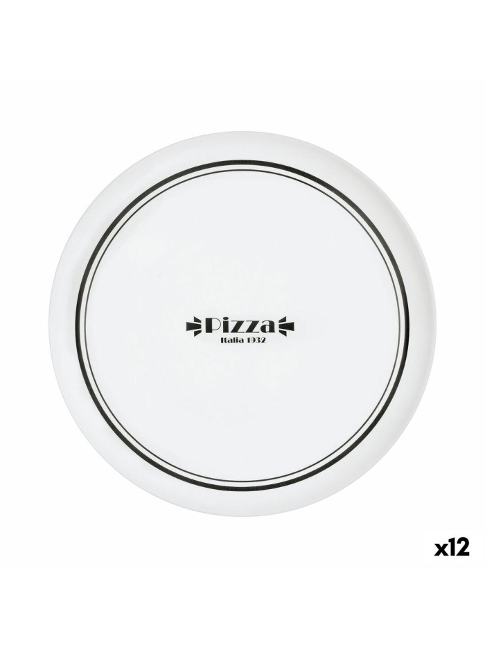 Pizza Plate Luminarc Firend's Time Bistro White Black Glass Ø 32 cm (12 Units)