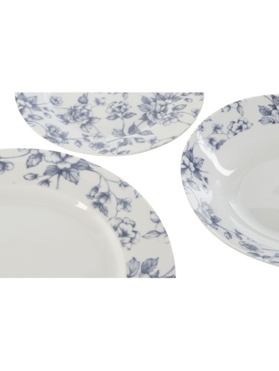 Set de Vajilla Home ESPRIT Azul Porcelana Floral 18 Piezas 27 x 27 x 2 cm