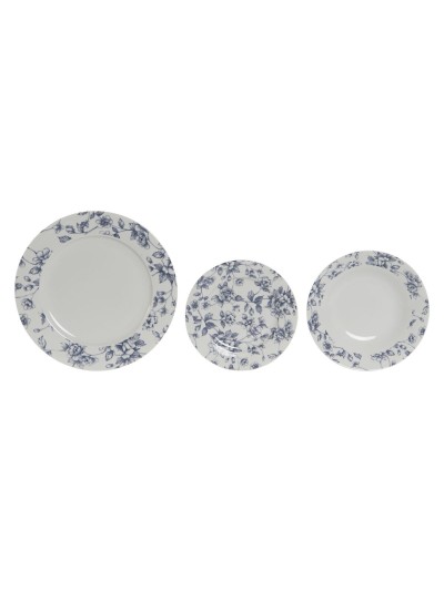 Service de Vaisselle Home ESPRIT Bleu Porcelaine Floral 18 Pièces 27 x 27 x 2 cm