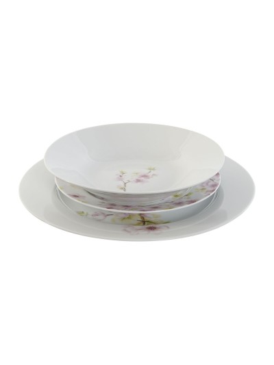 Service de Vaisselle Home ESPRIT Blanc Vert Rose Porcelaine 18 Pièces 27 x 27 x 2 cm