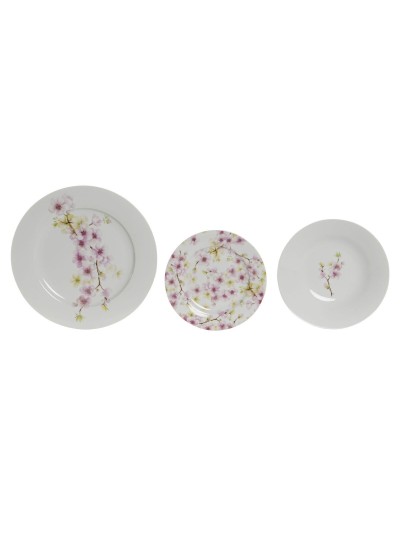 Dinnerware Set Home ESPRIT White Green Pink Porcelain 18 Pieces 27 x 27 x 2 cm