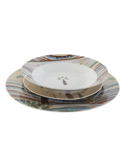 Dinnerware Set Home ESPRIT Beige Multicolour Porcelain 18 Pieces 27 x 27 x 2 cm