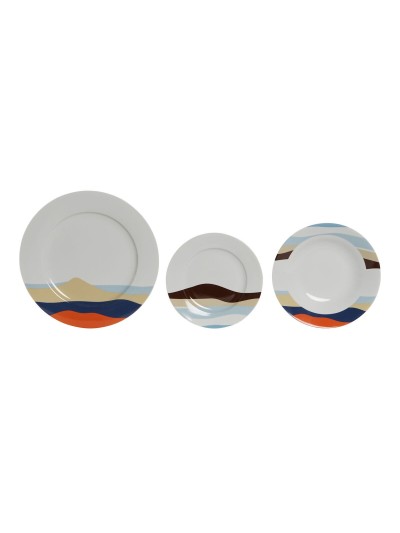 Set de Vajilla Home ESPRIT Azul Verde Porcelana Tropical 18 Piezas 27 x 27 x 2 cm