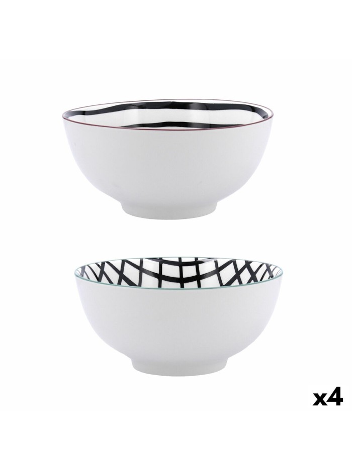 Bowl Bidasoa Zigzag Multicolour Ceramic 20 x 20 x 5 cm (4 Units)