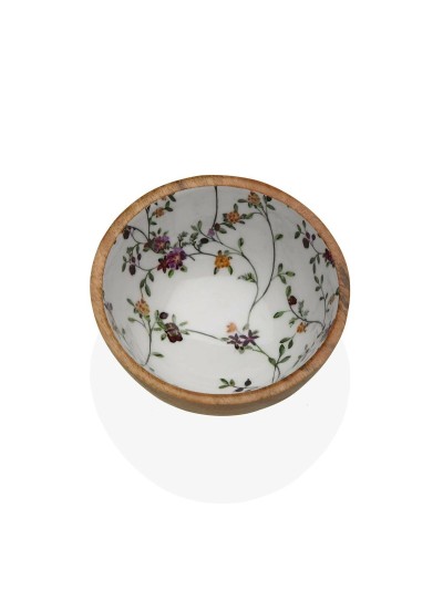 Bol Versa Flores Campo Bambú Porcelana Madera de mango 13 x 7 x 13 cm