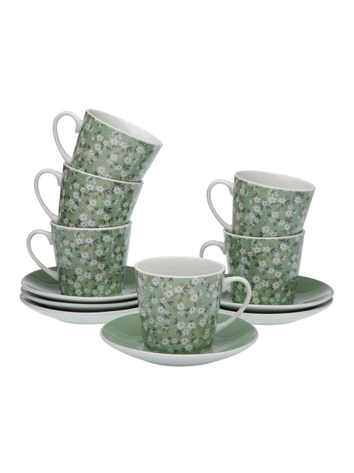 Piece Coffee Cup Set Versa Flowers 6 Units Porcelain