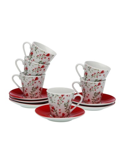Ensemble de tasses à café Versa Coeurs 6 Unités Porcelaine