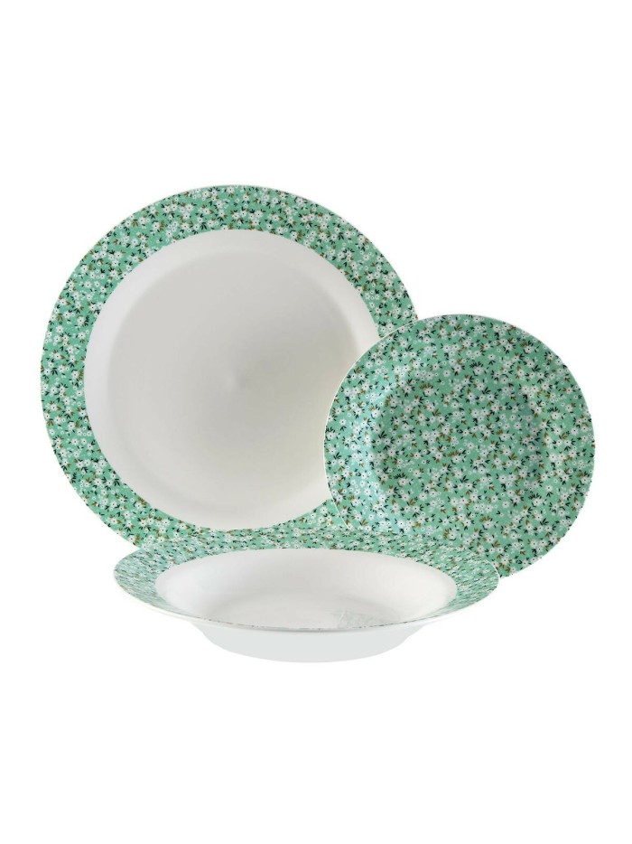 Dinnerware Set Versa Bellis Flowers 18 Pieces Porcelain