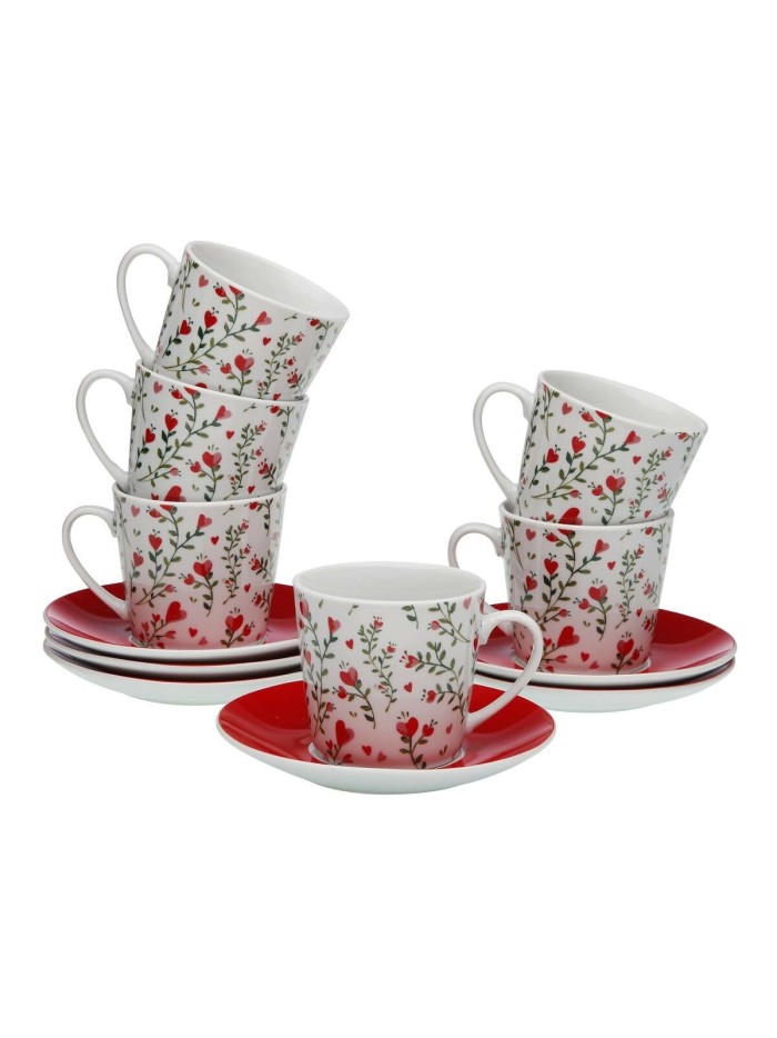 Piece Coffee Cup Set Versa Hearts 6 Units Porcelain