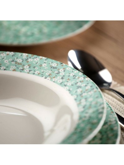 Service de Vaisselle Versa Bellis Fleurs 18 Pièces Porcelaine