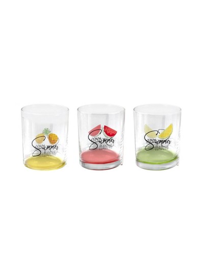 Set of glasses Home Style Summer Fruits 280 ml 3 Pieces (6 Units)