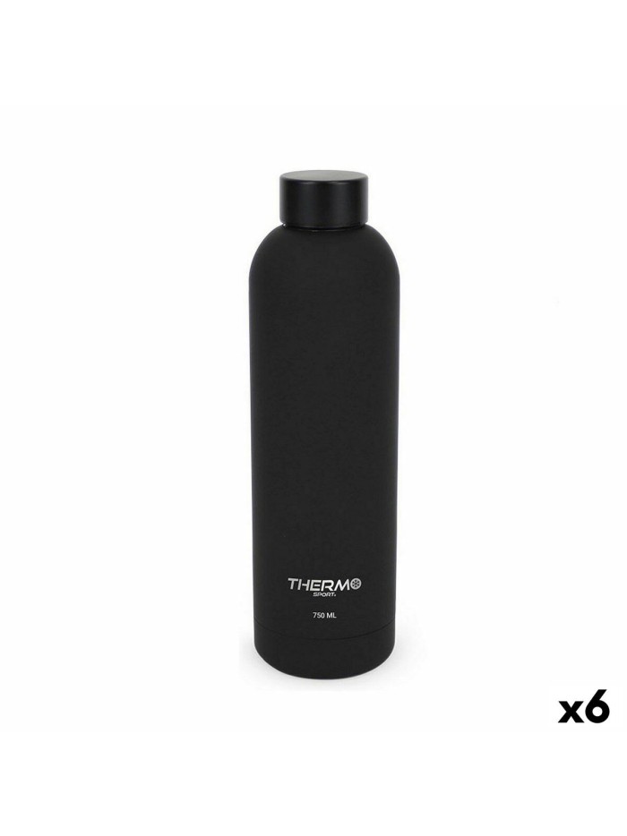 Botella Térmica ThermoSport Soft Touch Negro 750 ml (6 Unidades)
