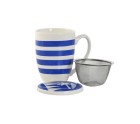 Tasse avec filtre pour infusions Home ESPRIT Bleu Rouge Acier inoxydable Porcelaine 380 ml (4 Unités)