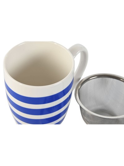 Tasse avec filtre pour infusions Home ESPRIT Bleu Rouge Acier inoxydable Porcelaine 380 ml (4 Unités)