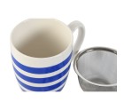 Taza con Filtro para Infusiones Home ESPRIT Azul Rojo Acero Inoxidable Porcelana 380 ml (4 Unidades)