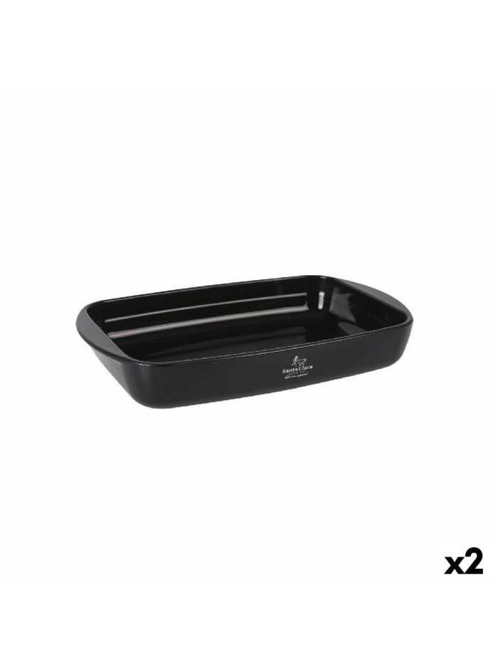 Oven Dish Santa Clara Silicone Borosilicate Glass Rectangular 35 x 22,5 x 5,5 cm (2 Units)