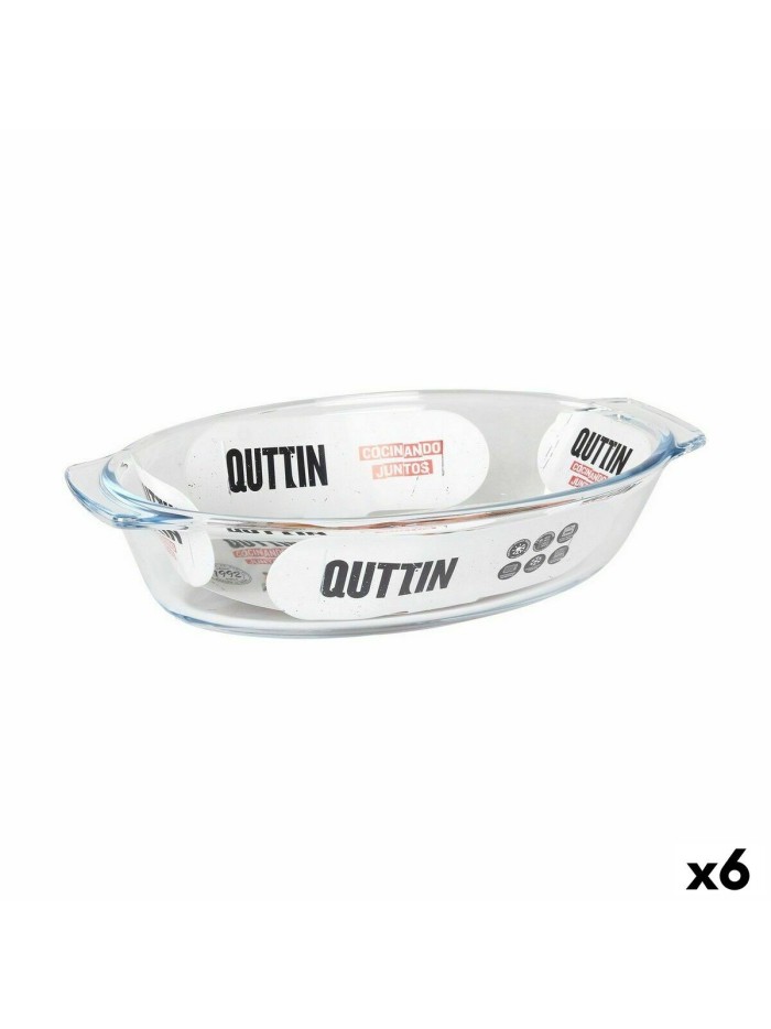 Serving Platter Quttin 725 ml Glass Oval (6 Units)