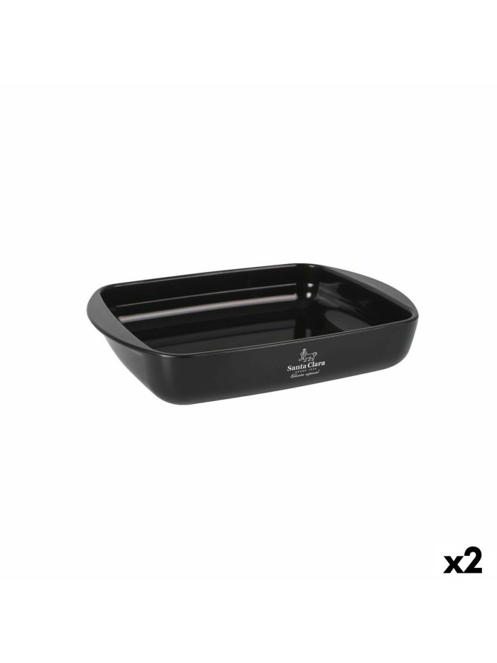 Oven Dish Santa Clara Silicone Borosilicate Glass Rectangular 28 x 19,5 x 5 cm (2 Units)