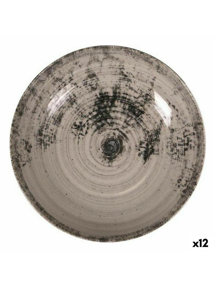 Deep Plate La Mediterránea Aspe Grey Ø 22,7 x 5 cm (12 Units)