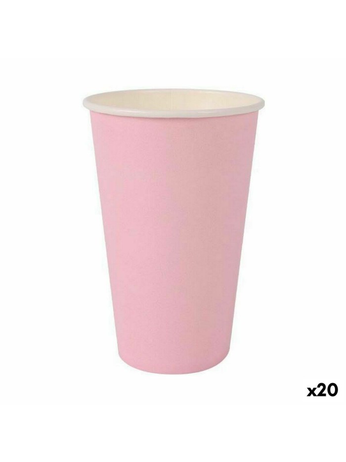 Set of glasses Algon Disposable Cardboard Pink 10 Pieces 330 ml (20 Units)
