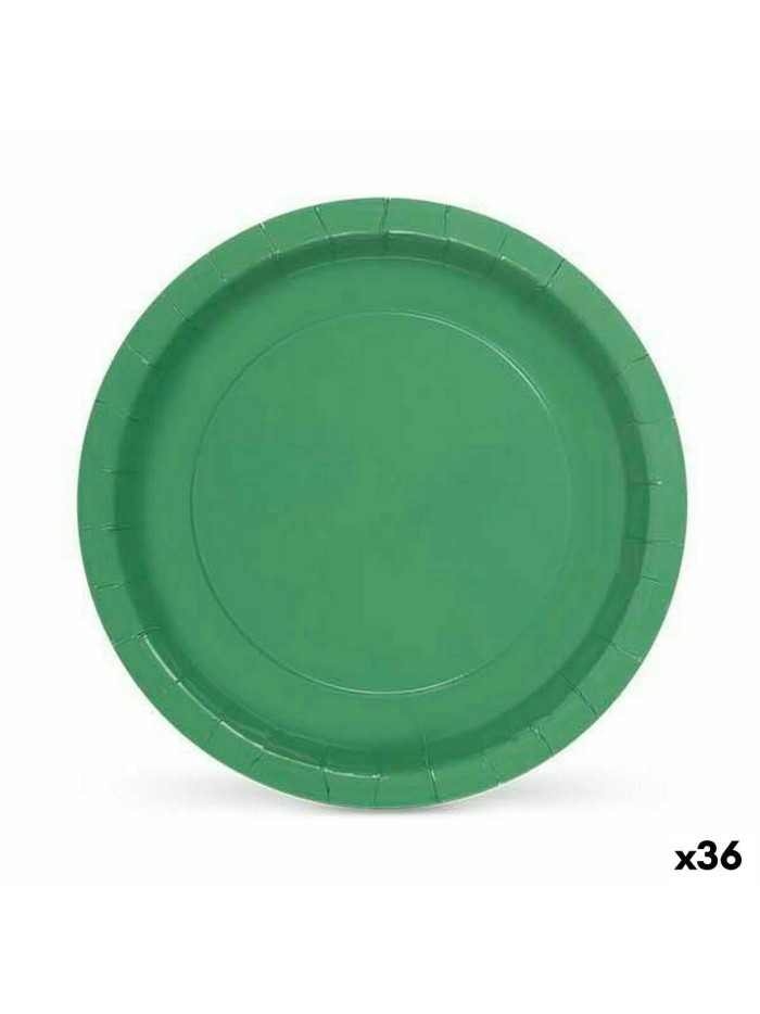Set de Platos Algon Desechables Cartón Verde 10 Piezas 20 x 20 x 1,5 cm (36 Unidades)