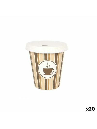 Set de Vasos Algon Con Tapa Desechables Café Cartón 6 Piezas 250 ml (20 Unidades)