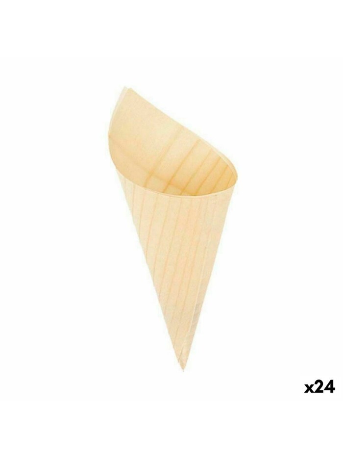 Set de Cuencos Algon Conos Desechables Madera 5 Piezas 24 cm (24 Unidades)