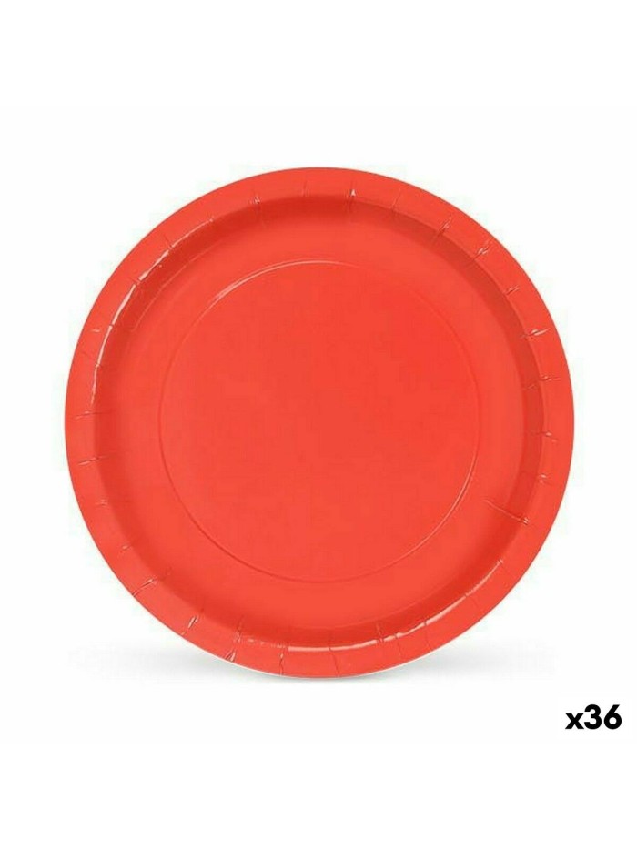 Service de vaisselle Algon Produits à usage unique Carton Rouge 10 Pièces 20 x 20 x 1,5 cm (36 Unités)