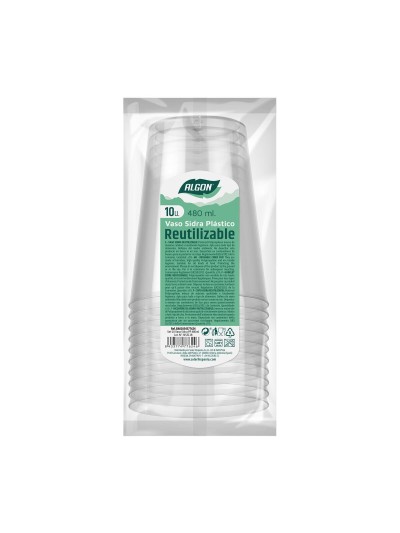 Set de vasos reutilizables Algon Sidra Transparente 10 Piezas 480 ml (20 Unidades)