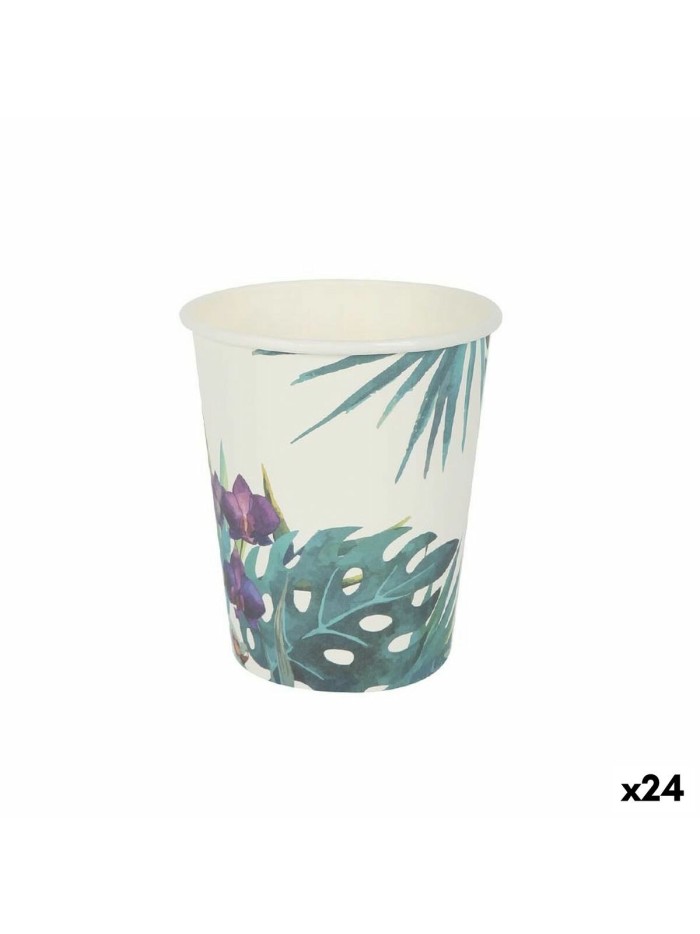 Set de Vasos Algon Desechables Cartón Tropical 10 Piezas 250 ml (24 Unidades)