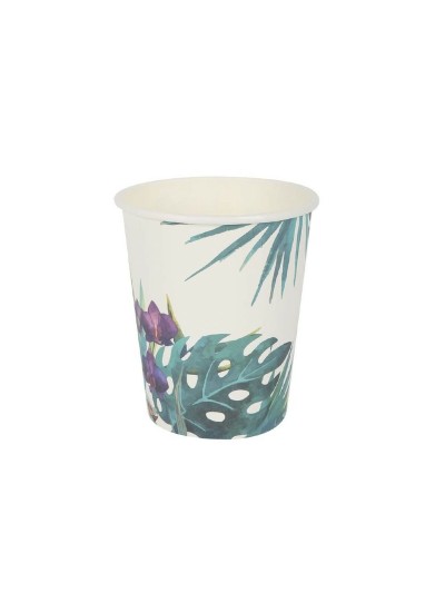 Set de Vasos Algon Desechables Cartón Tropical 10 Piezas 250 ml (24 Unidades)