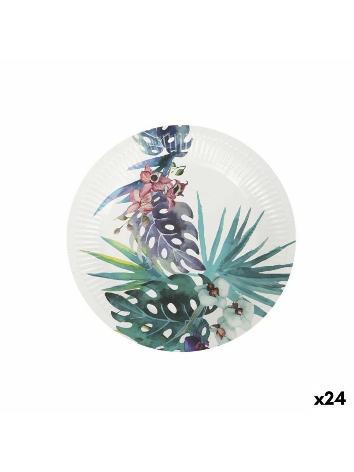 Service de vaisselle Algon Produits à usage unique Carton Tropical 10 Pièces 20 cm (24 Unités)
