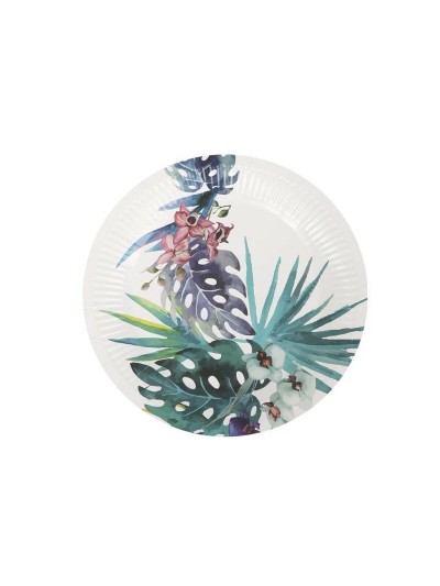 Set de Platos Algon Desechables Cartón Tropical 10 Piezas 20 cm (24 Unidades)