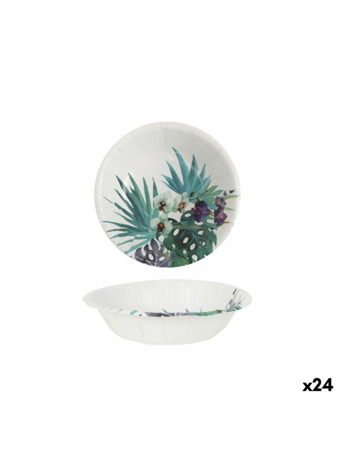 Plate set Algon Disposable Cardboard Tropical 6 Pieces 450 ml (24 Units)