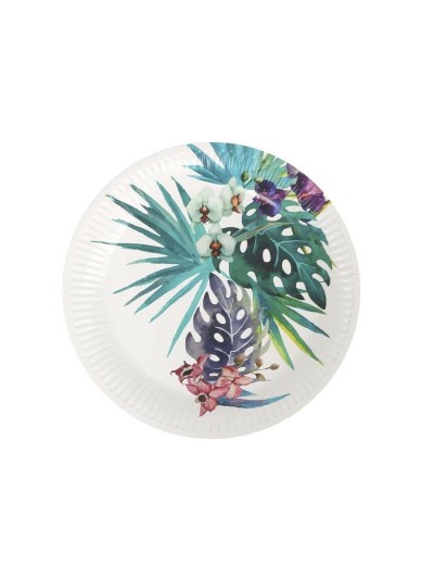 Plate set Algon Disposable Cardboard Tropical 8 Pieces 23 cm (24 Units)