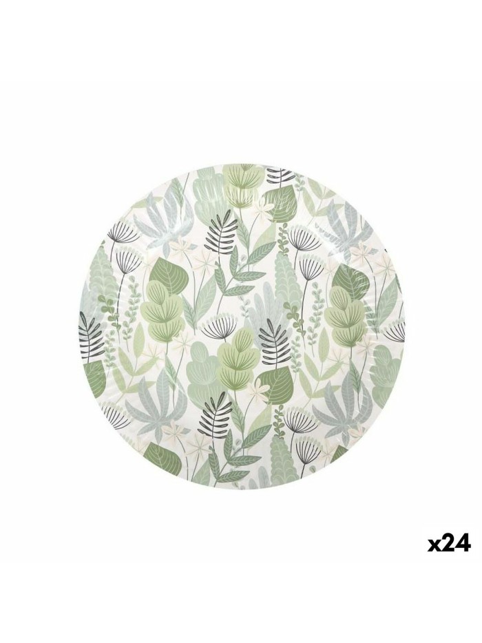 Plate set Algon Disposable Cardboard Floral 3 Pieces 28 cm (24 Units)