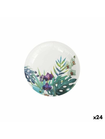 Set de Platos Algon Desechables Cartón Tropical 12 Piezas 18 cm (24 Unidades)