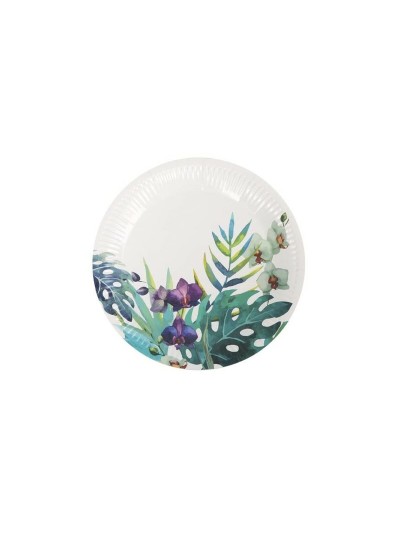 Set de Platos Algon Desechables Cartón Tropical 12 Piezas 18 cm (24 Unidades)