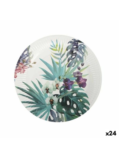 Set de Platos Algon Desechables Cartón Tropical 3 Piezas 28 cm (24 Unidades)
