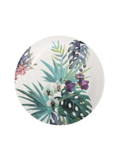 Set de Platos Algon Desechables Cartón Tropical 3 Piezas 28 cm (24 Unidades)