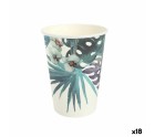 Set de Vasos Algon Desechables Cartón Tropical 8 Piezas 330 ml (18 Unidades)
