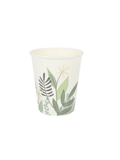 Set of glasses Algon Disposable Cardboard Floral 10 Pieces 250 ml (24 Units)