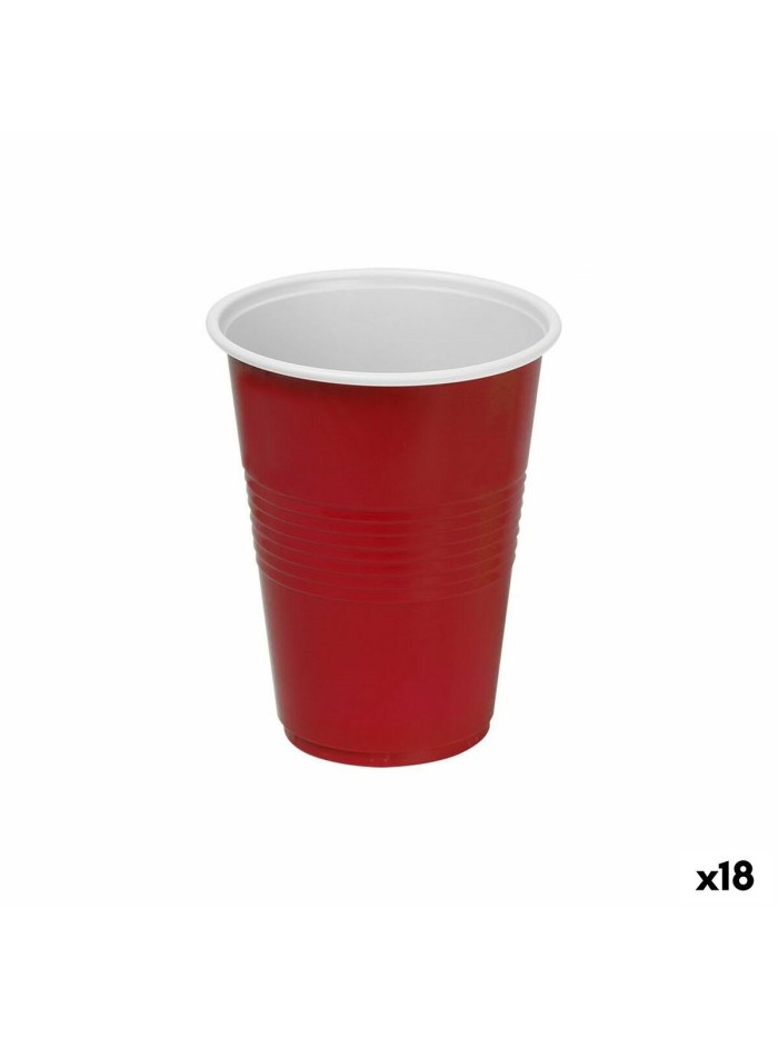 Set of reusable glasses Algon Plastic Red 10 Pieces 450 ml (18 Units)