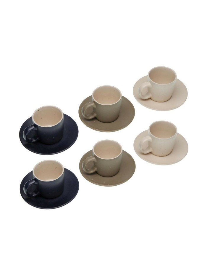 Juego de 6 Tazas de Té con Plato Versa Tashi Gres 8,3 x 7,8 x 8,3 cm