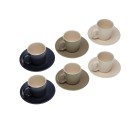 Set of 6 teacups with plates Versa Tashi Stoneware 8,3 x 7,8 x 8,3 cm