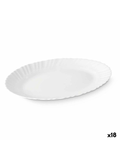 Serving Platter White Glass 34 x 2,5 x 25 cm (18 Units)