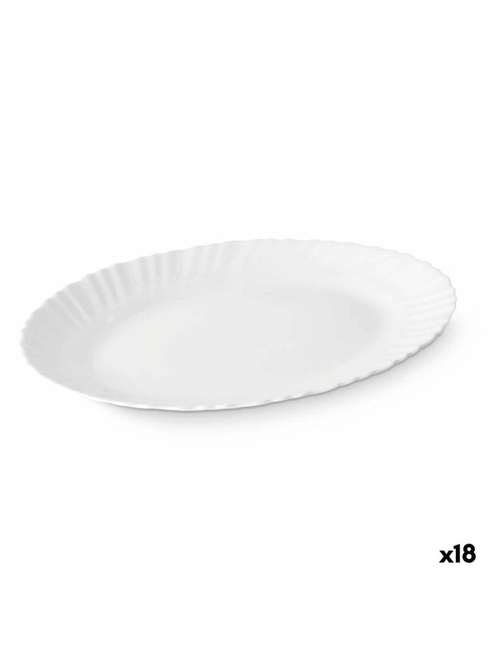 Serving Platter White Glass 34 x 2,5 x 25 cm (18 Units)