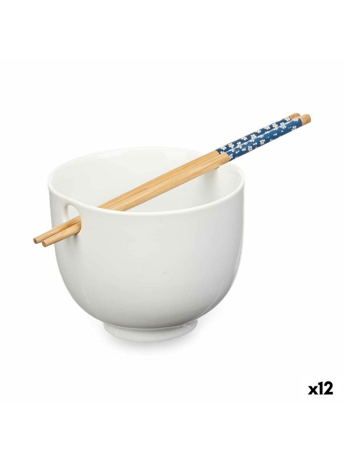 Bowl White Bamboo 24 x 10,7 x 13,3 cm Toothpicks asiatico/oriental (12 Units)