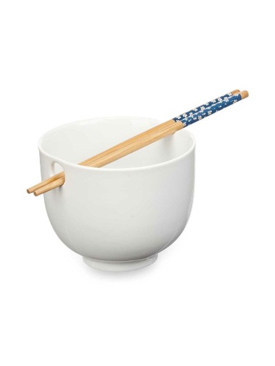 Cuenco Blanco Bambú 24 x 10,7 x 13,3 cm Palillos asiatico/oriental (12 Unidades)