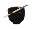Cuenco Negro Bambú 24 x 10,7 x 13,3 cm Palillos asiatico/oriental (12 Unidades)
